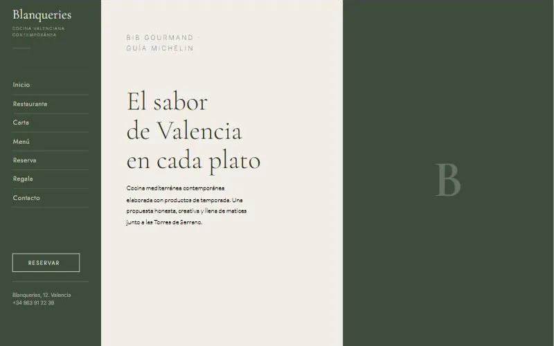 Página de inicio de la web de Restaurante Blanqueries