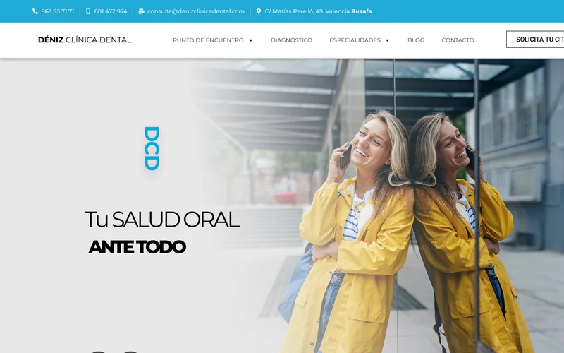Página de inicio de la web de Déniz Clínica Dental