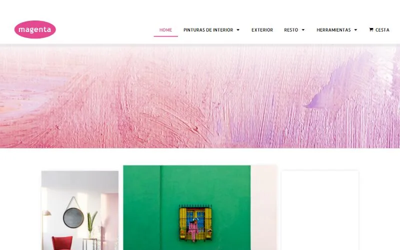 Página de inicio de la web de Magenta Pinturas