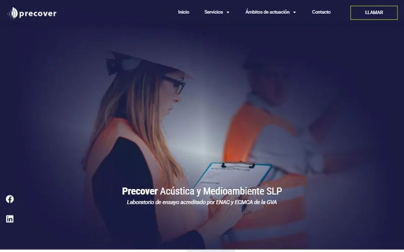 Página de inicio de la web de Precover
