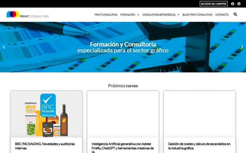 Página de inicio de la web de Print Consulting